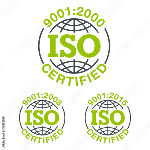 ISO 9001 flat pictogram, 2000, 2008 and 2015