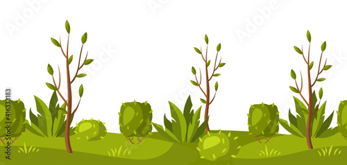 Seamless pattern with trees and bushes.