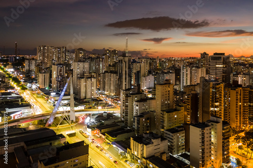 Goiás, Brazil, night scene, monument on the Joao Alves de Queiroz viaduct in Goiania, 