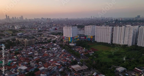 Jakarta city aerial view from eastern suburbs 
