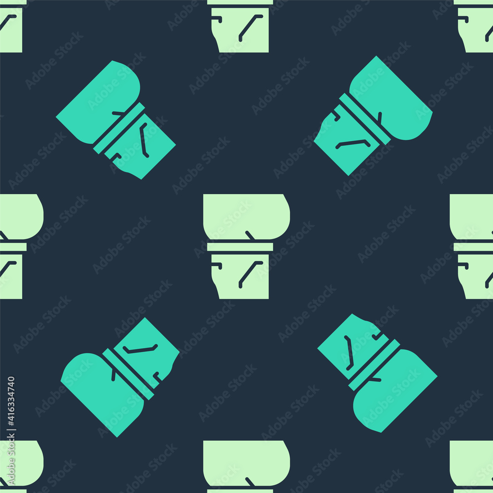 Green and beige Beer belly icon isolated seamless pattern on blue background. Vector. Green and beige Beer belly icon isolated seamless pattern on blue background. Vector.