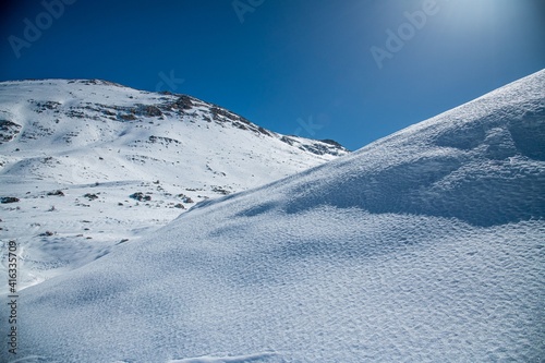 snow capped Sannine mountains in Lebanon during winter photo
