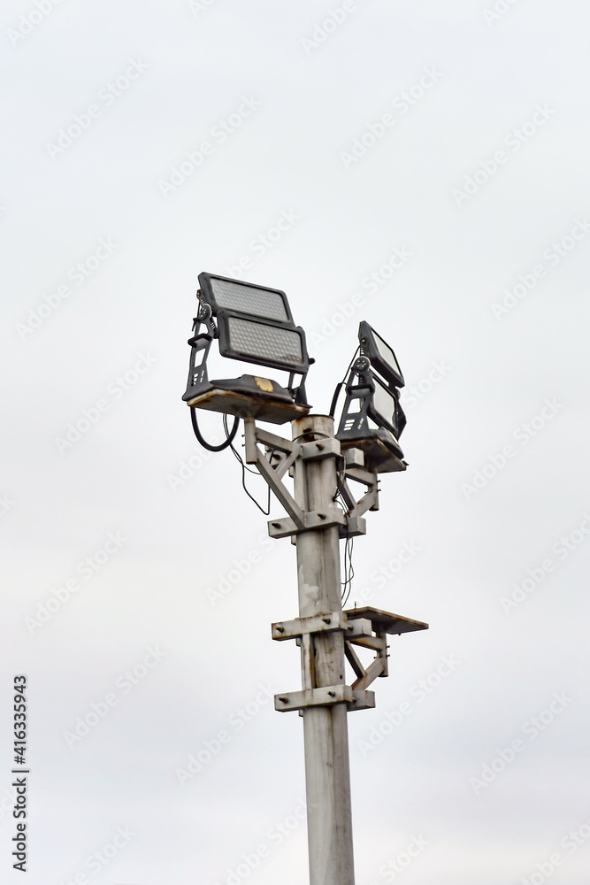 Street energy efficient LED lighting against an empty sky. Street energy efficient LED lighting against an empty sky.