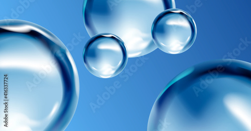 Water drops, blue and clear water drops, ocean water drops and splashes, pure Baikal water, logo of washing powder or clean fresh laundry, sale of pure water	