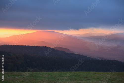 sunrise in the mountains, Beskid Niski