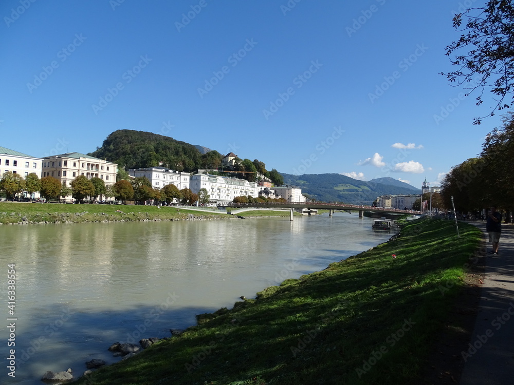 salzach river bank in Salzburg