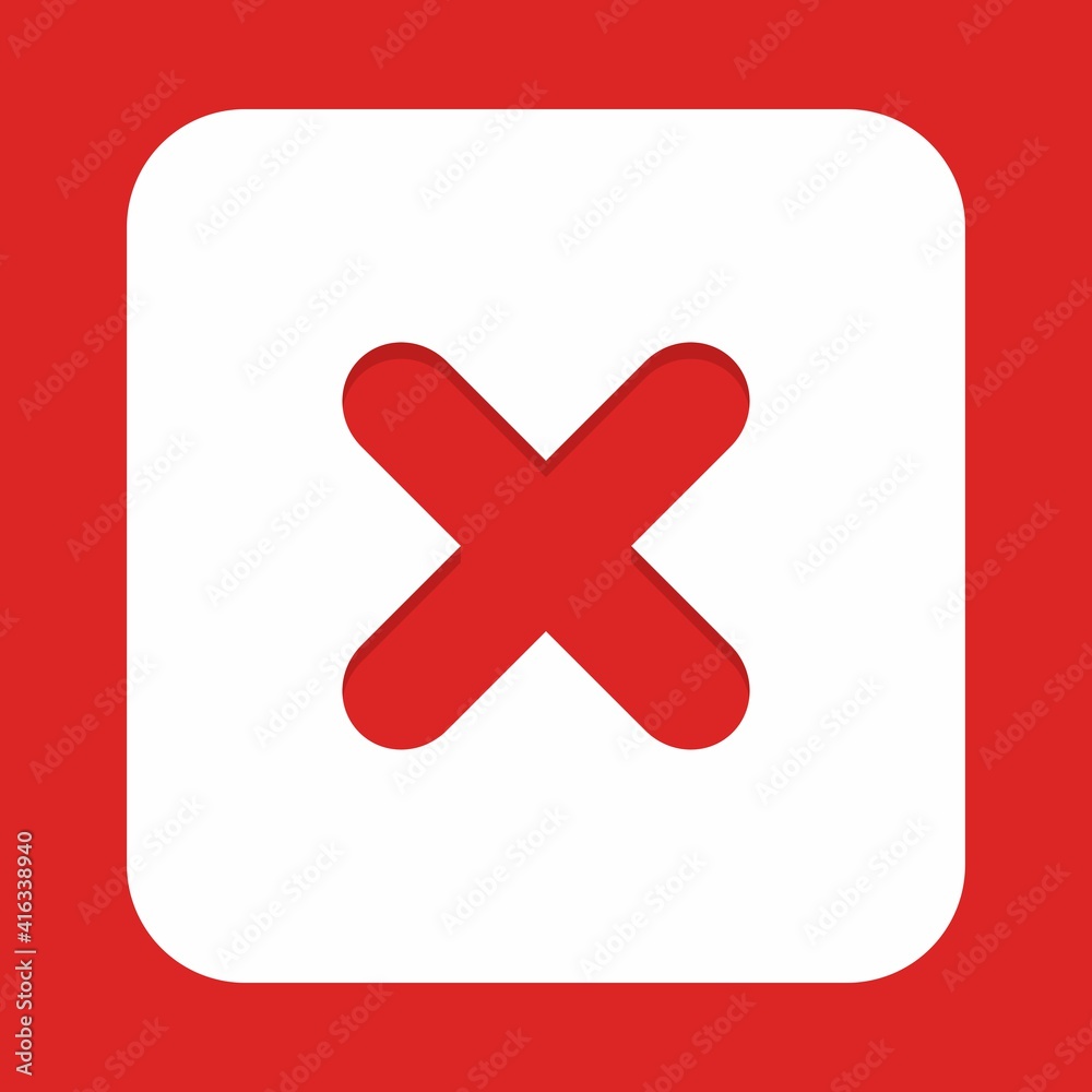 Fototapeta premium Wrong marks, Cross marks, Rejected, Disapproved, No, False, Not Ok, Wrong Choices, Task Completion, Voting. - vector mark symbols in red. Isolated icon.