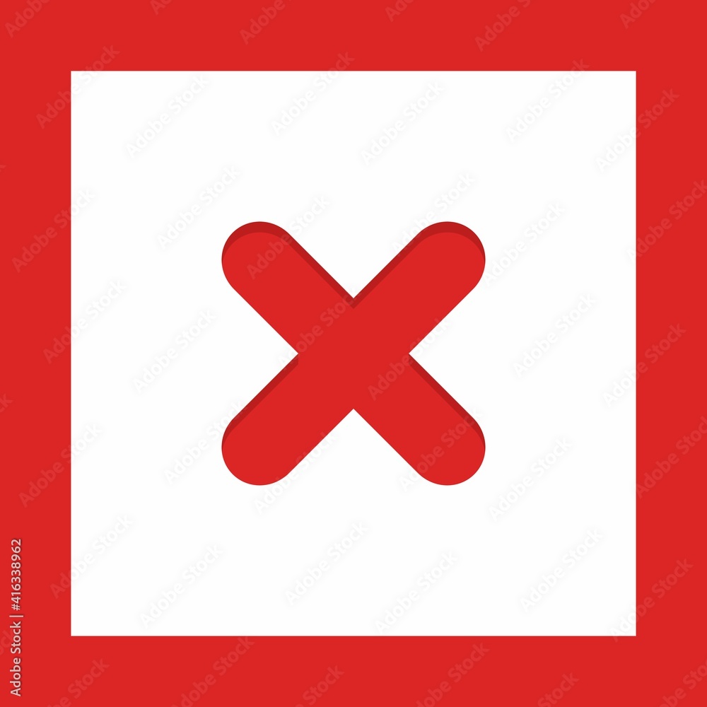 Obraz premium Wrong marks, Cross marks, Rejected, Disapproved, No, False, Not Ok, Wrong Choices, Task Completion, Voting. - vector mark symbols in red. Isolated icon.