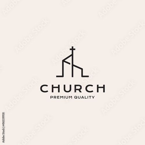 christian cross church hipster vintage logo vector icon illustration