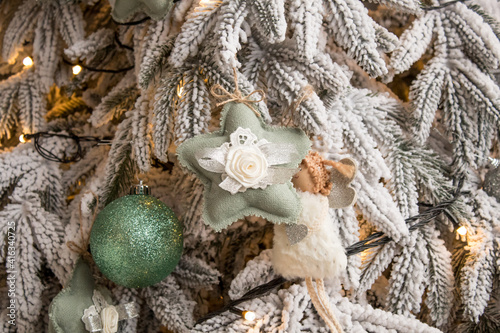 christmas tree decoration. christmas decoration on a tree. star