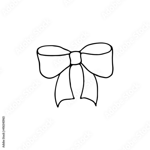 Hand-drawn hair bow. Doodle image for various designs.