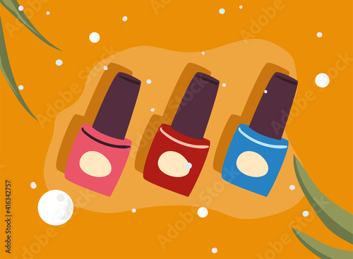 Cosmetic nail polish set vector design