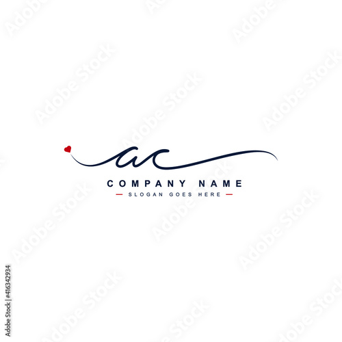 Initial Letter AC logo - Handwritten Signature Style Logo