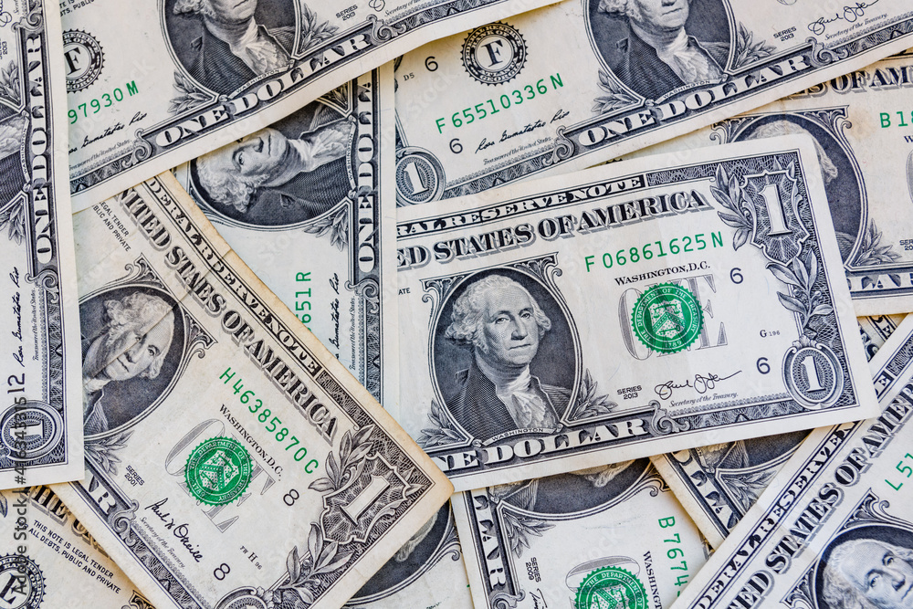 Heap of the one dollar banknotes for background Heap of the one dollar banknotes for background