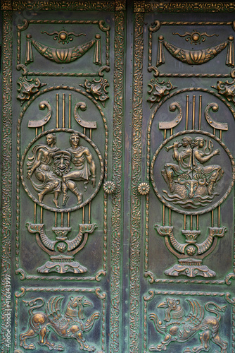 Abstract background metal door with patterns