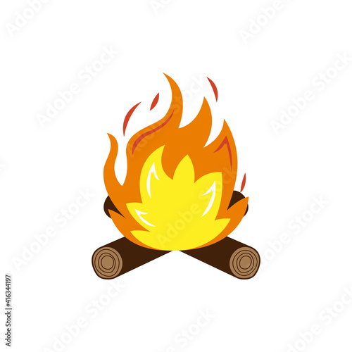 Vector illustration of a cartoon style bonfire. Isolated on a white background.