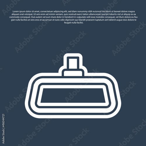 Blue line Car mirror icon isolated on blue background. Vector.