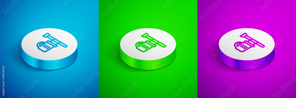 Isometric line Street signboard with glass of beer icon isolated on blue,green and purple background. Suitable for advertisements bar, cafe, pub, restaurant. White circle button. Vector. Isometric line Street signboard with glass of beer icon isolated on blue,green and purple background. Suitable for advertisements bar, cafe, pub, restaurant. White circle button. Vector.