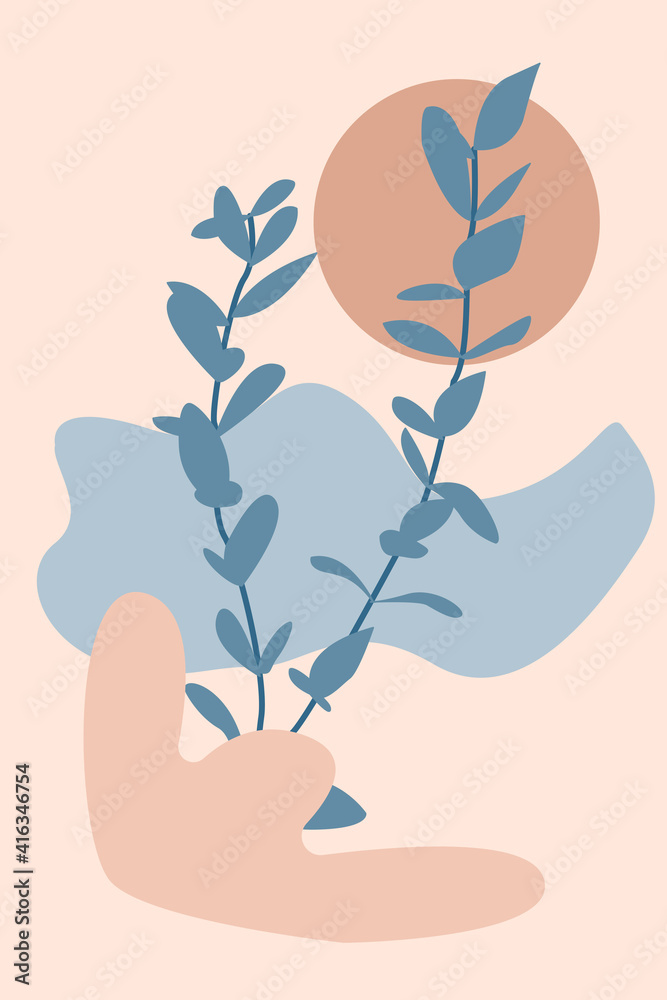 Abstract tropical background. Vector cartoon flat illustration