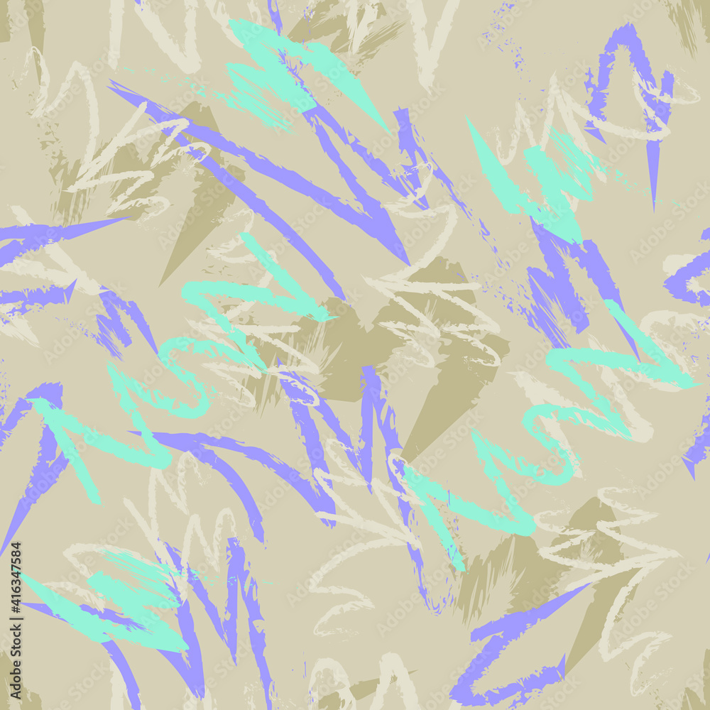 Fototapeta premium Multicolored hand-drawn lines. Seamless abstract background. For textile, wallpaper, fabric and background.