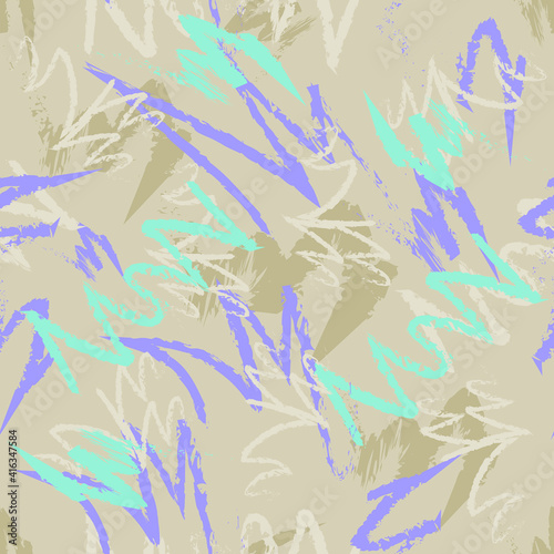 Multicolored hand-drawn lines. Seamless abstract background. For textile  wallpaper  fabric and background.