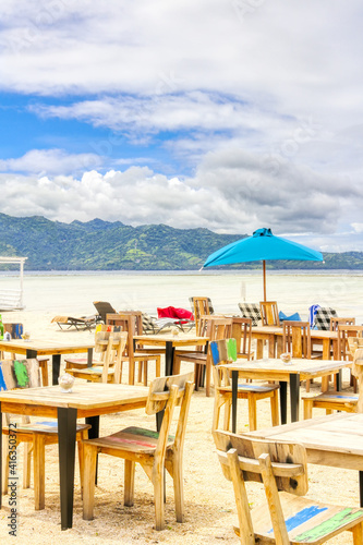 Gili Air Island in the Indian Ocean. 03.01.2017 Beach comfort. Scenery for the beach. Made by hand.