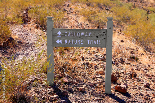 Calloway Trail and Nature Trail sign in Picacho Peak State Park in Arizona photo