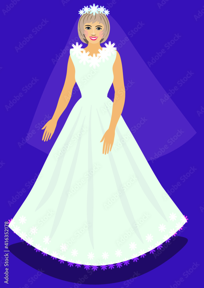 bride. the figure of a full-length girl in a white wedding dress.