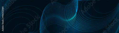 Panorama Digital Waving Technology Background,Hi-tech Digital and sound wave Concept design,Free Space For text in put,Vector illustration.
