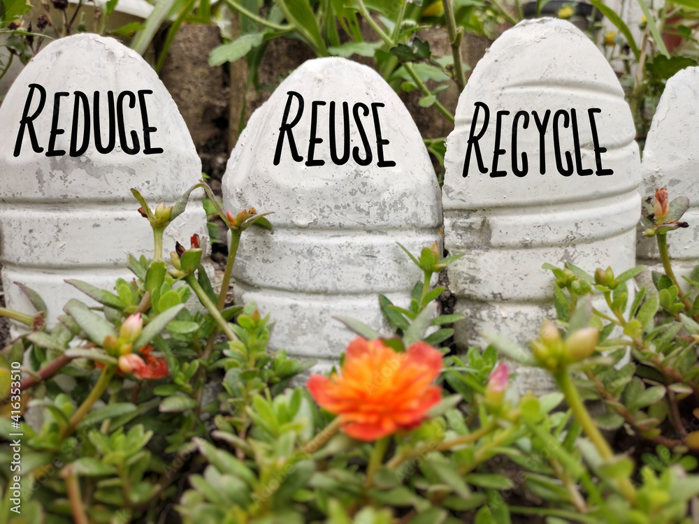 Educational Concept - sign of reduce reuse recycle with vintage ...