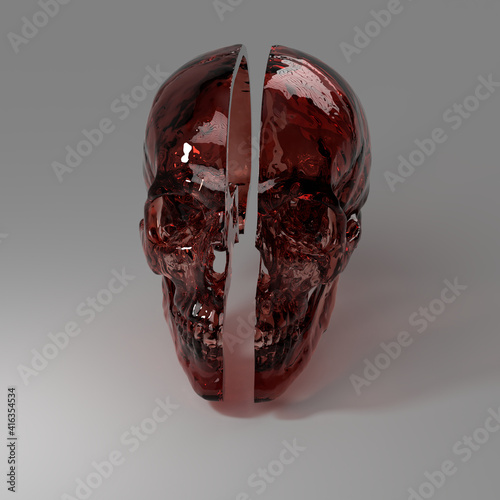 red half human glass skull