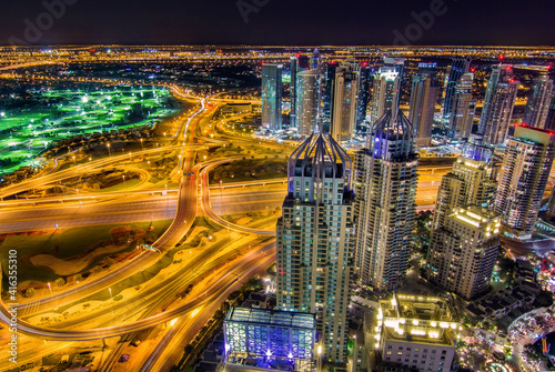 City and highway at night in Dubai  
