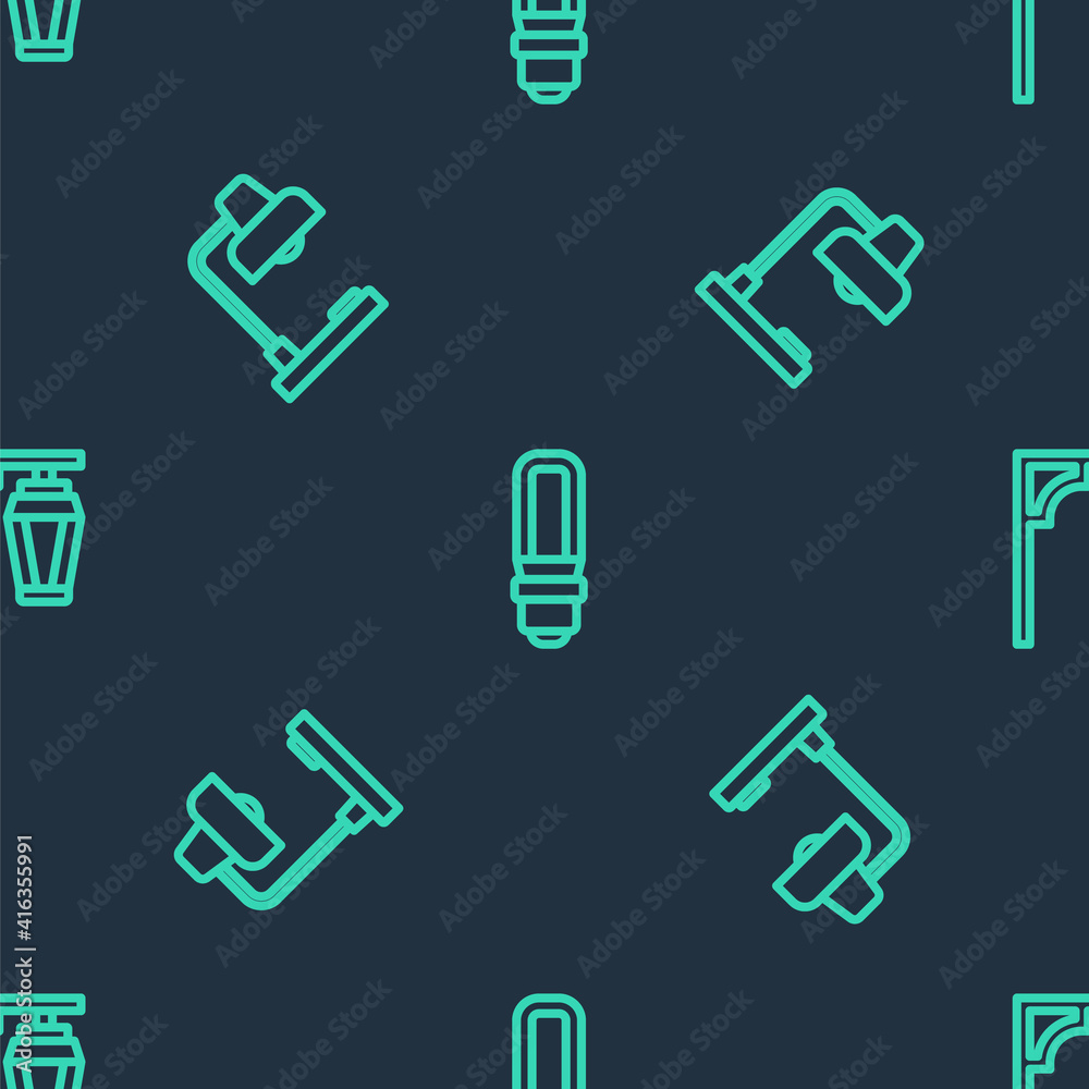 Set line LED light bulb, Table lamp and Vintage street on seamless pattern. Vector. Set line LED light bulb, Table lamp and Vintage street on seamless pattern. Vector.