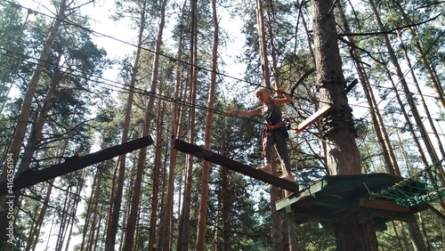 climbing on a tree