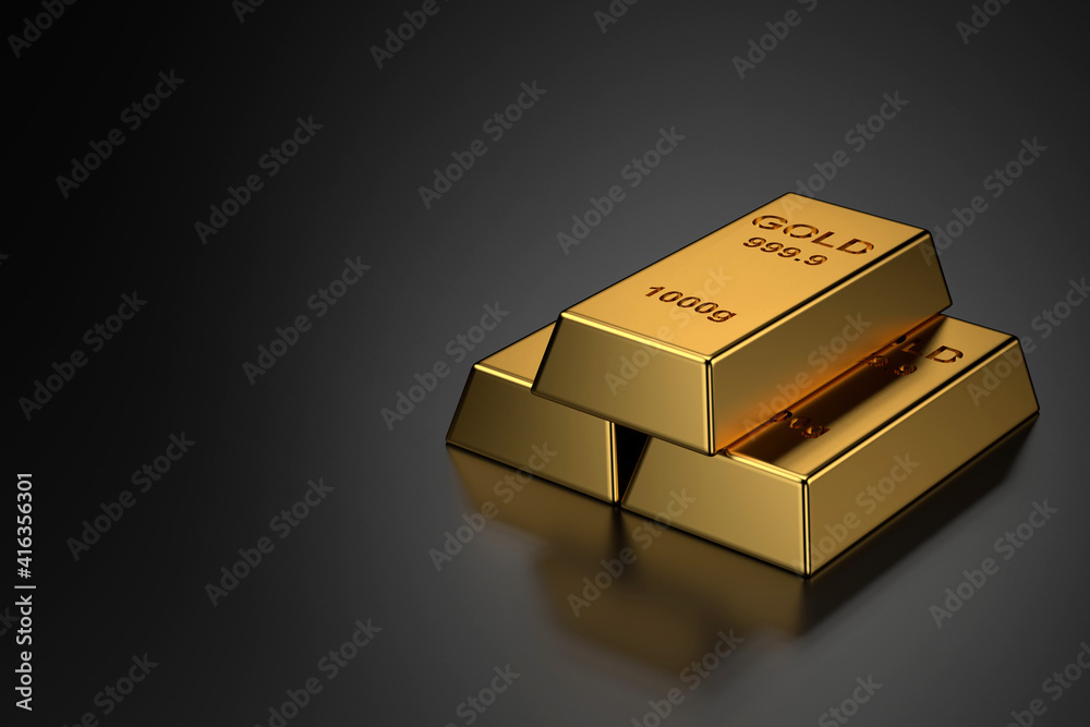 Gold bars for website banner. 3D rendering. Gold bars for website banner. 3D rendering.