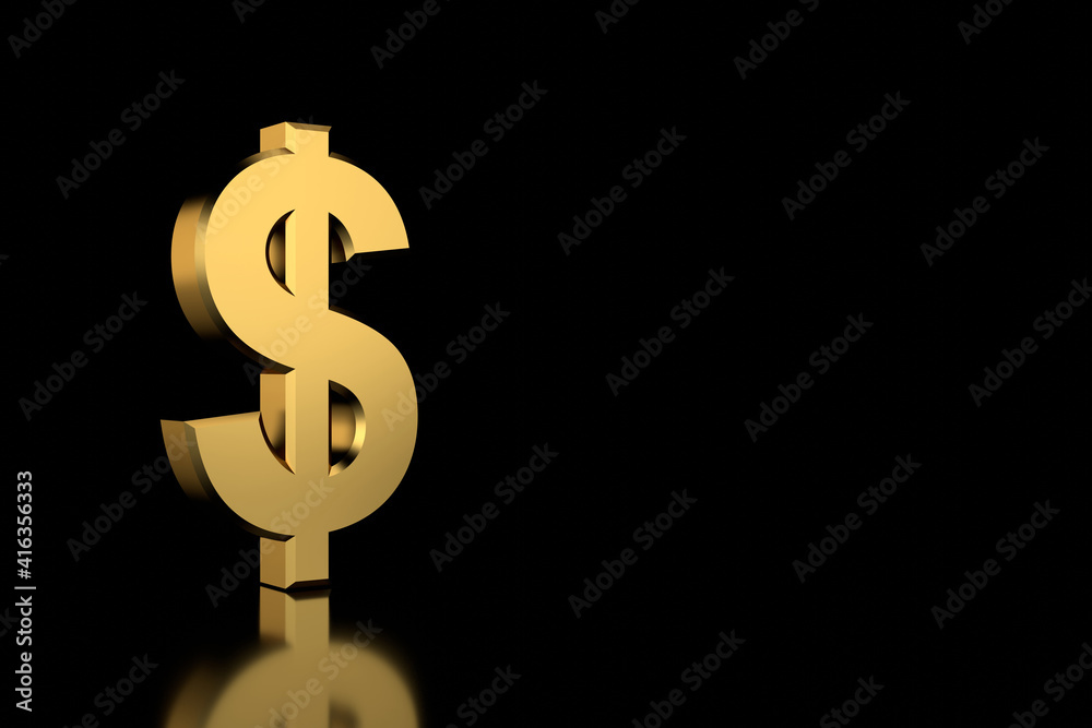 Golden dollar sign. 3D rendering. Golden dollar sign. 3D rendering.