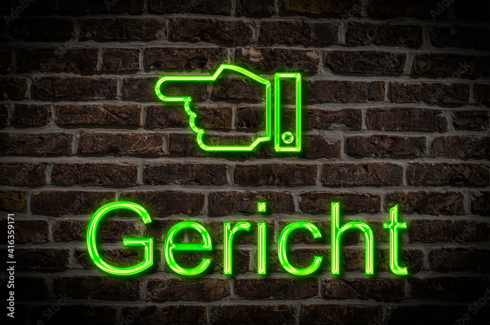 Obraz premium Leuchtreklame Gericht