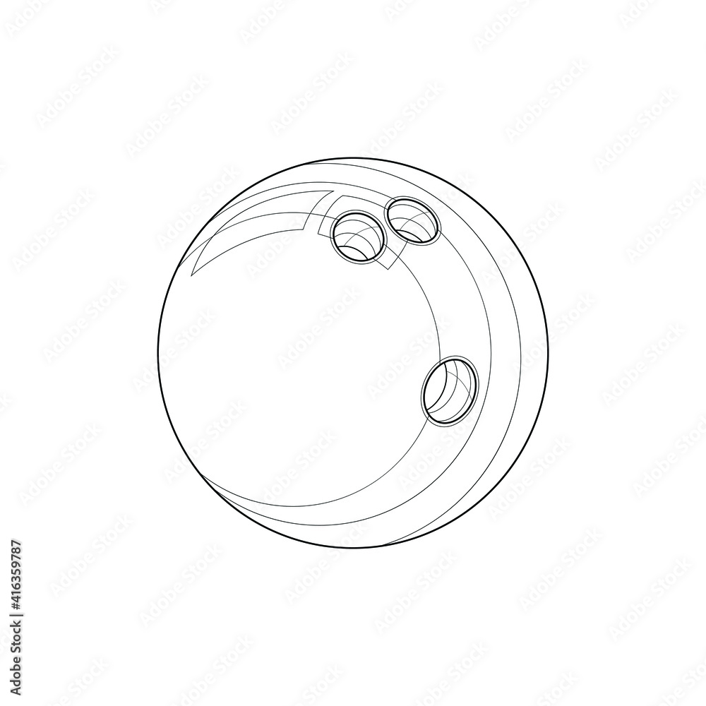 Fototapeta Bowling ball.Coloring book antistress for children and adults. Illustration isolated on white background.Zen-tangle style. Hand draw