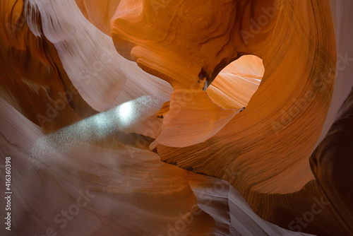 Shaft of light in the slots, Lower Antelope Canyon, Hasdestwazi, LeChee Chapter, Navajo Nation, Arizona