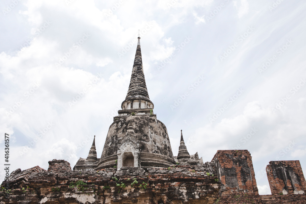 AYUTTHAYA, THAILAND - MAY 25, 2018: Ayutthaya Historical Park in Ayutthaya (second capital of the Siamese Kingdom). A very popular destination for day trips from Bangkok. Wat Phrasisanpetch Temple. 