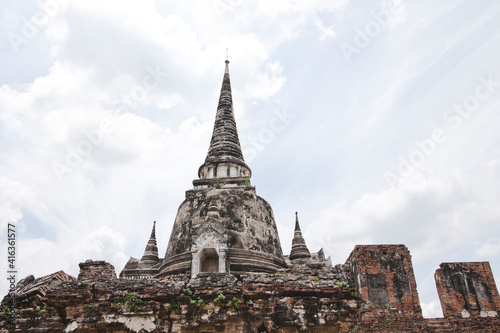 AYUTTHAYA, THAILAND - MAY 25, 2018: Ayutthaya Historical Park in Ayutthaya (second capital of the Siamese Kingdom). A very popular destination for day trips from Bangkok. Wat Phrasisanpetch Temple. 