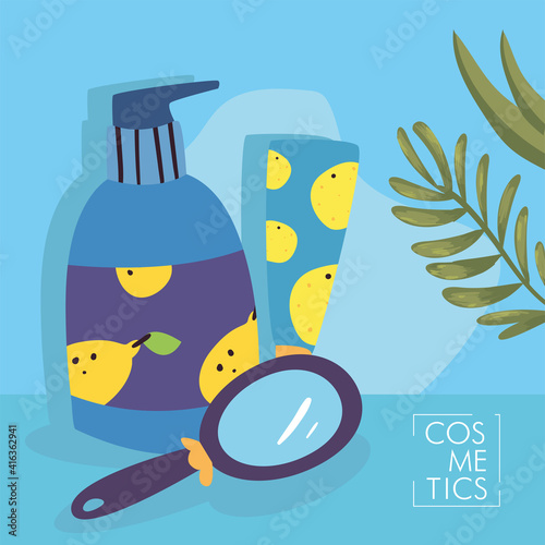 Cosmetic creams and mirror vector design