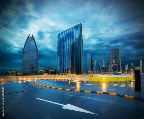 Dramatic Cloudy sky Blue Hour of Night cityscape