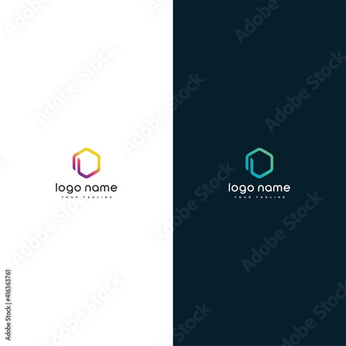 simple minimal initial letter D hexagonal logo icon design