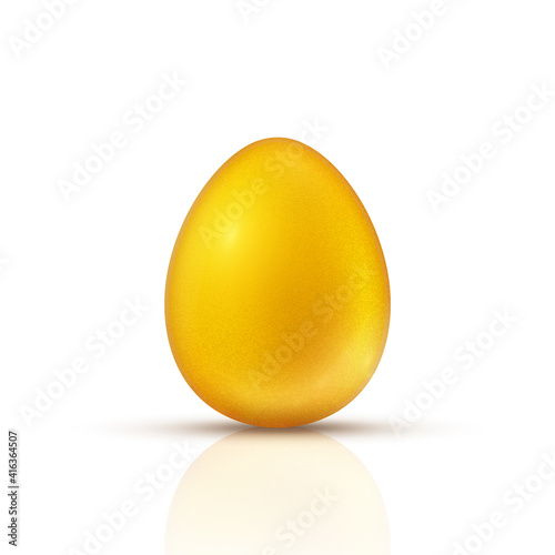Golden egg. Realistic vector illustration isolated on white background.