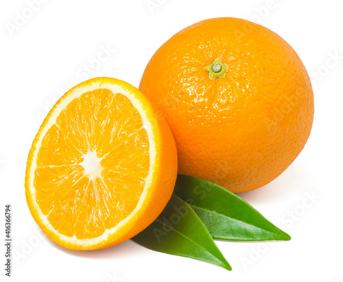Juicy sweet oranges isolated on a white background