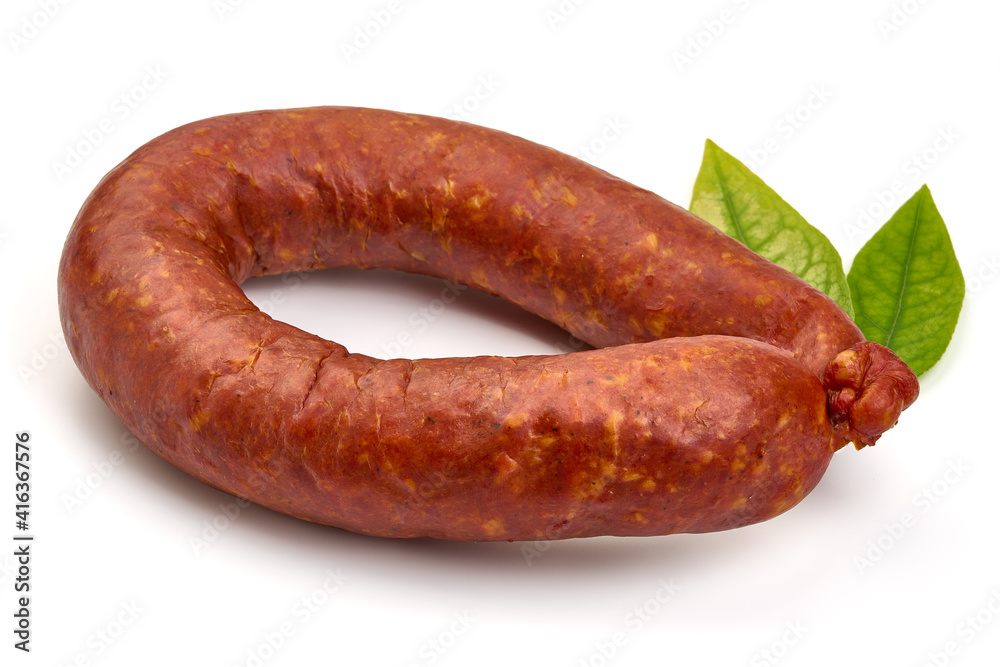Smoked German Sausages, isolated on white background Smoked German Sausages, isolated on white background