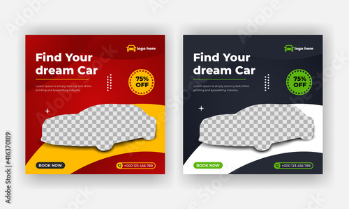 Dream Luxury car sale social media post advertising banner template with color variation