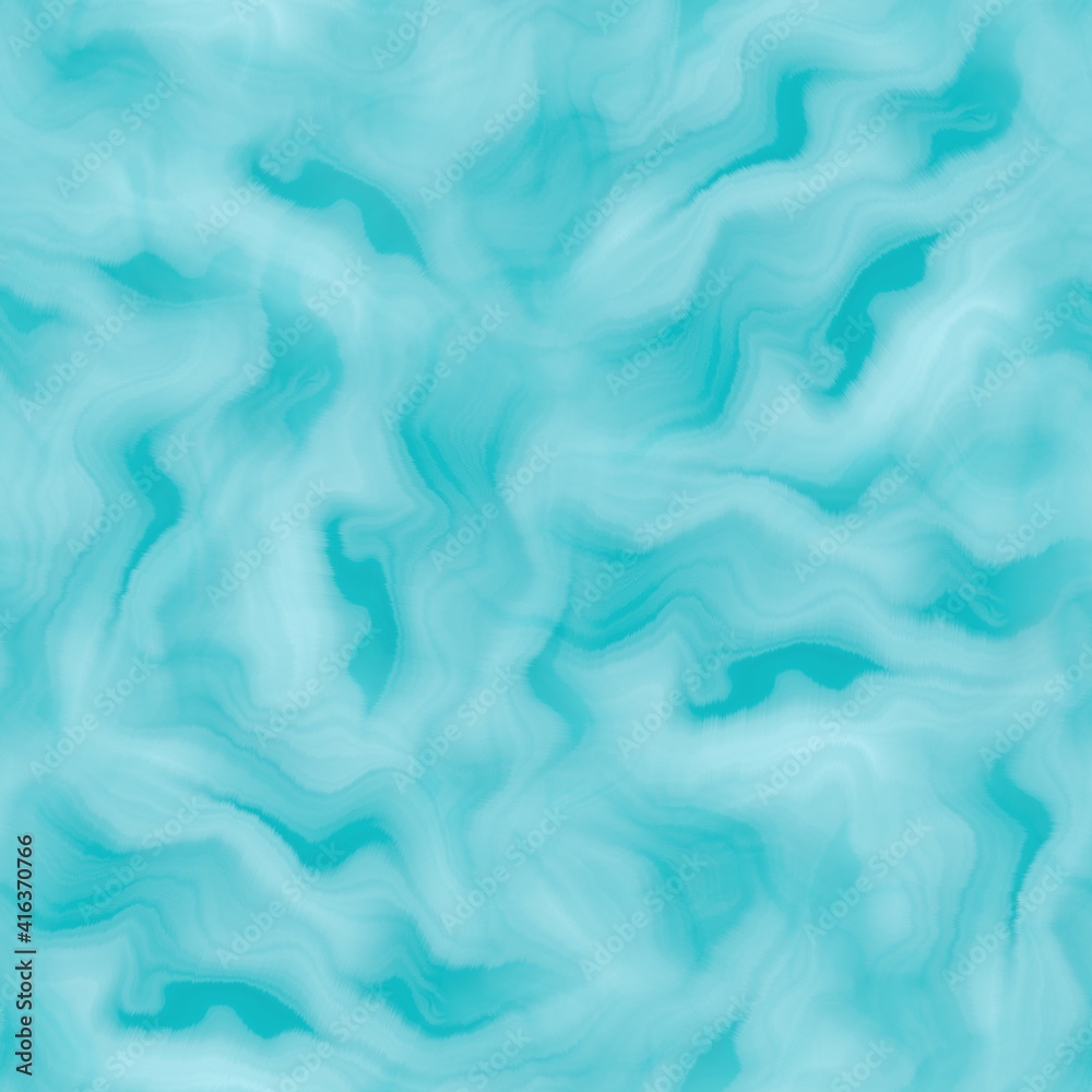 Fototapeta premium Soft aegean teal blue blur stripe texture background. Seamless liquid flow watercolor stripe effect. Wavy wet wash variegated fluid blend pattern for water turquoise sea, ocean, nautical backdrop. 