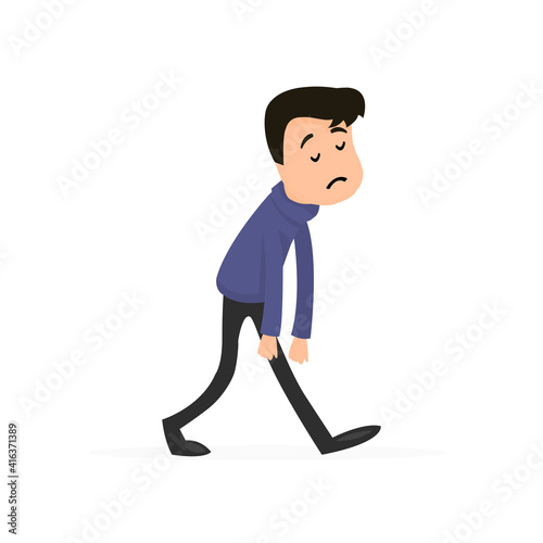 concept of a person who is exhausted, vector illustration